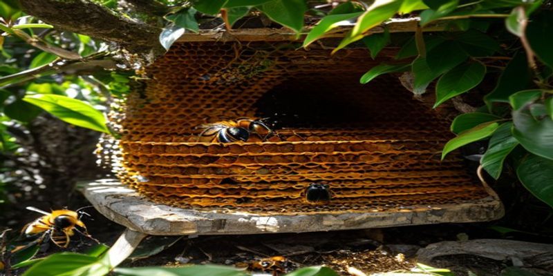 Beehive in shade structure