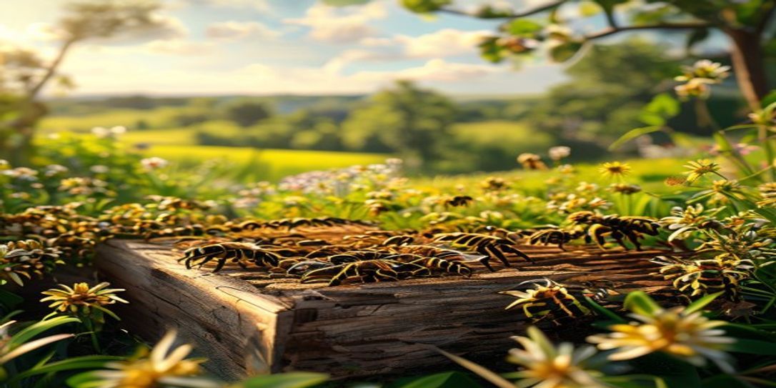 A healthy honey bee colony thriving in a Texas apiary during spring
