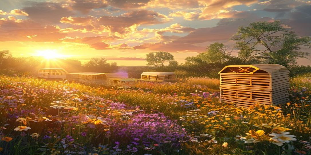A beautiful, sunny apiary setup in Central Texas with wooden beehives