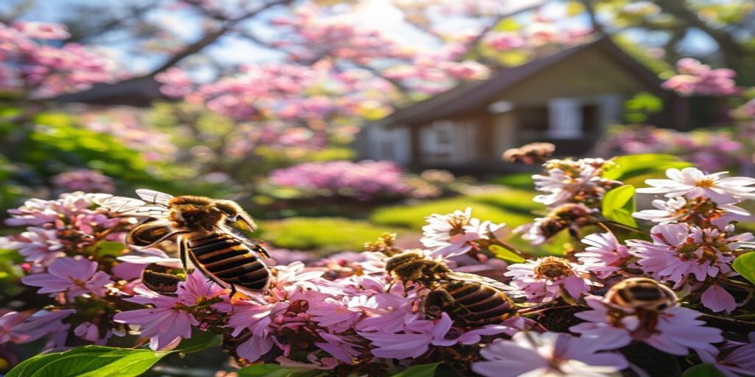A healthy beehive in an East Texas garden during early spring