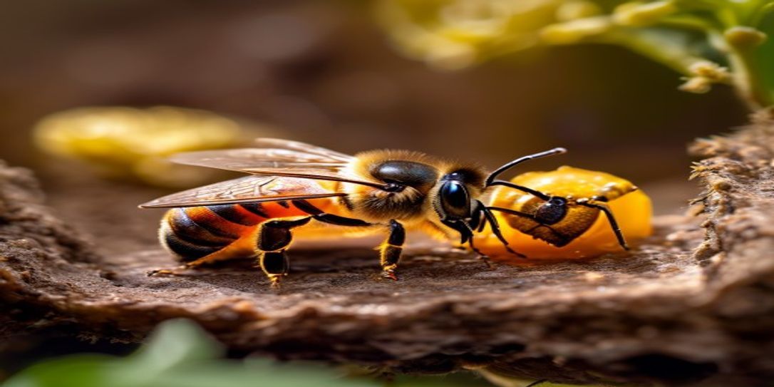 Macro shot of honey bee brood frame showing signs of pest management