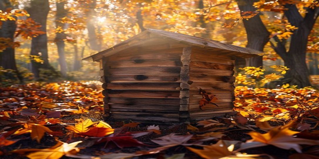 Beehive prepared for winter in an Arkansas forest setting