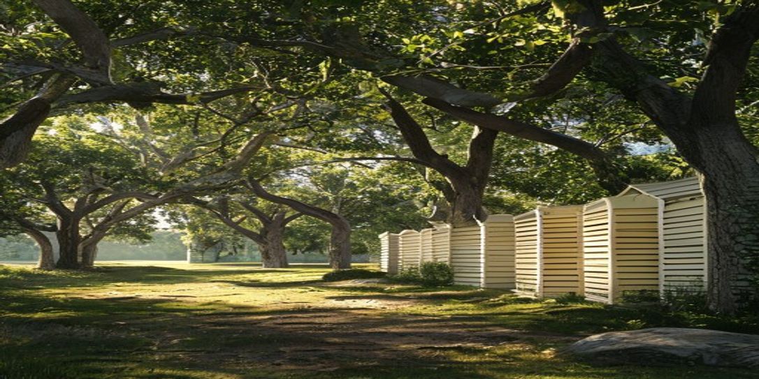 Beehives in the shade during an Arkansas summer