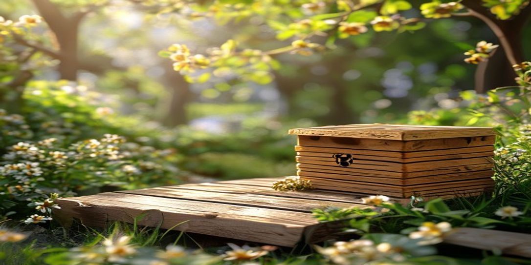 A healthy honey bee hive setup in a Northwest Arkansas backyard during early spring.