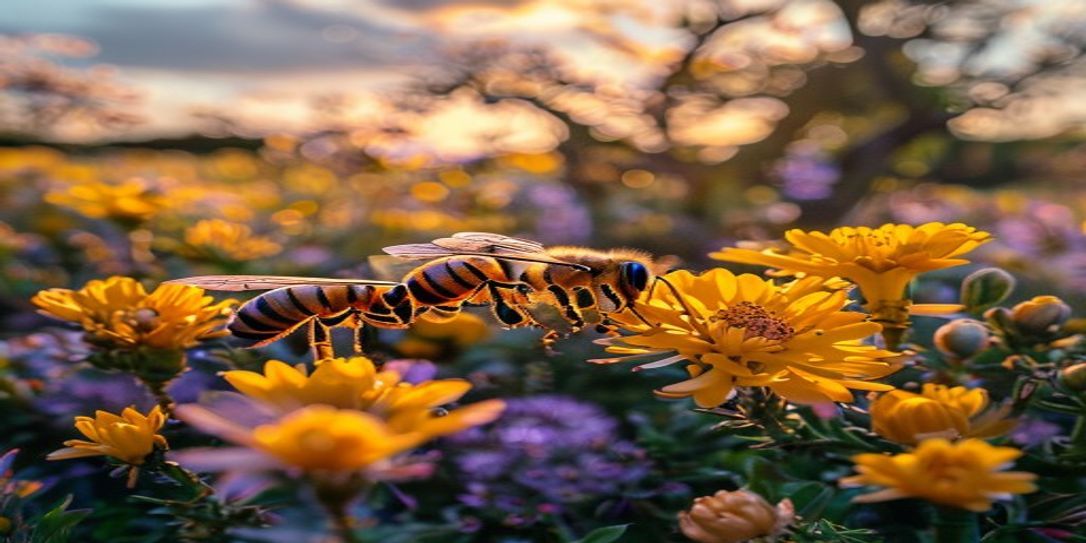 Honey bees foraging on spring wildflowers in South Texas