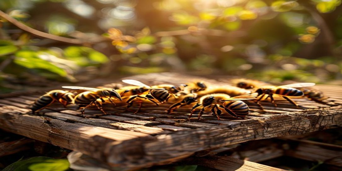 Close up of honey bees on hive frames in Central Texas