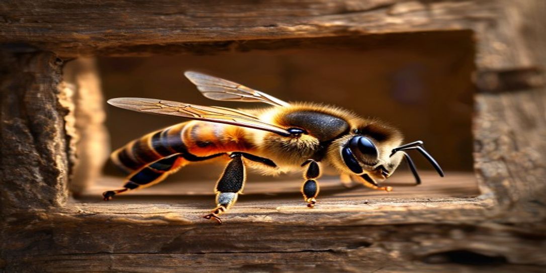 Honey bee queen on a frame during hive inspection