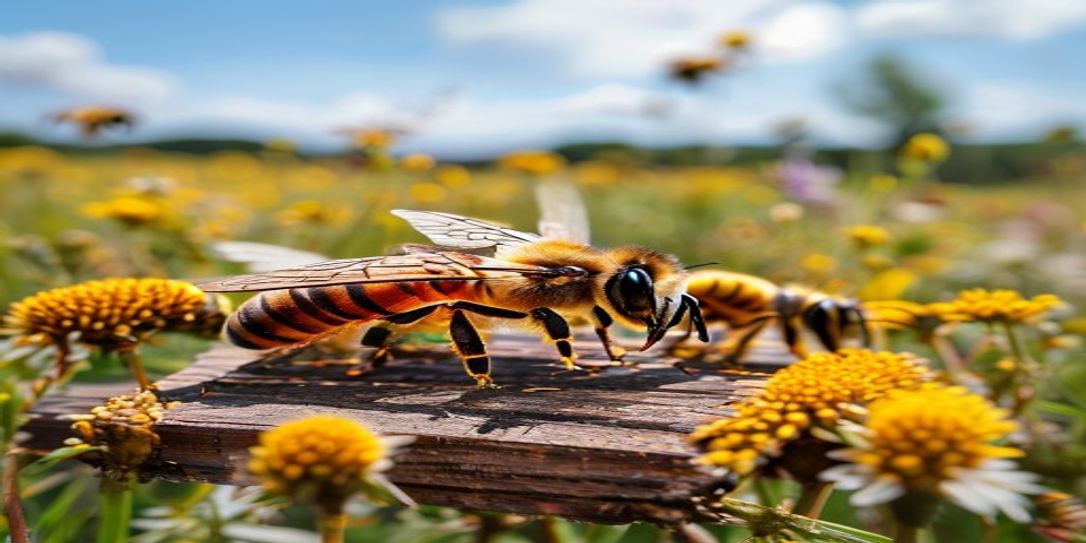 Honey bees on a frame in a Central Texas apiary