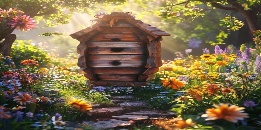 A suburban beehive in a Texas backyard garden